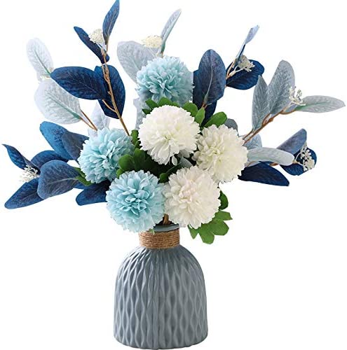 NAWEIDA Artificial Flowers with Vase Faux Hydrangea
