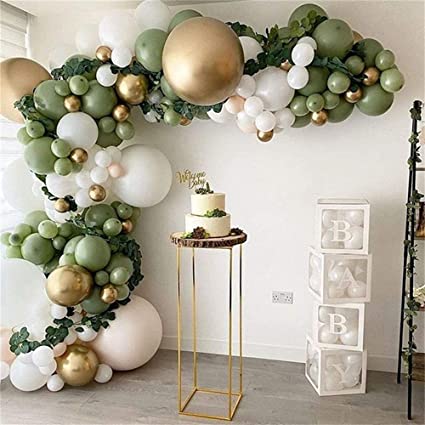 Balloon Arch Kit,122Pcs vintage green & Gold Latex Balloons