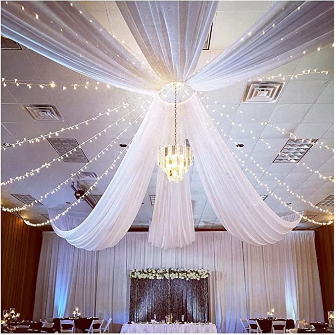 White Chiffon Ceiling Panels 6 Panels 5ftx10ft Wedding Arch Drapes
