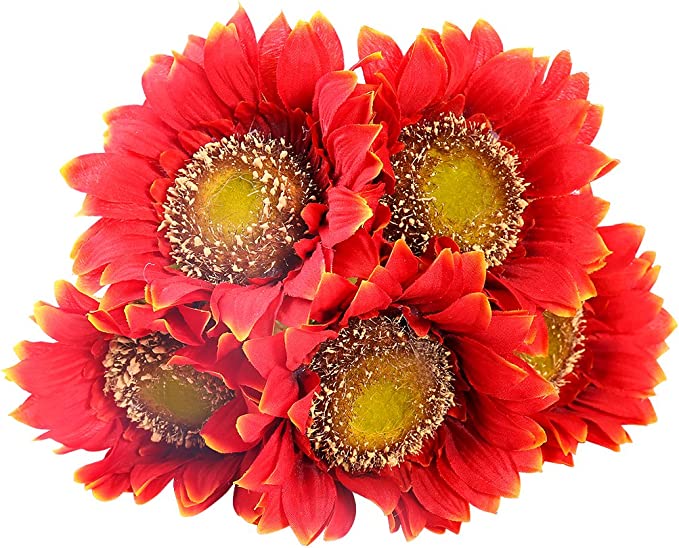 StarLifey Artificial Sunflowers Wedding Bouquet Bulk Flowers Silk Posy Home Decoration Pack of 5