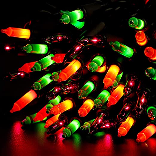 Ruisita Orange Green Purple Halloween String Lights 46.4 Feet 200 Incandescent Mini Bulbs Lights