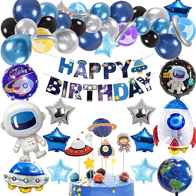 Outer Space Party Balloons, 60PCS Birthday Party Decorations Universe Space Theme