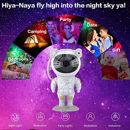 Hiya-Naya Astronaut Star Projector Galaxy Light with Timer and Remote Control
