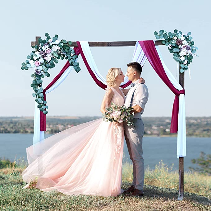 Wooden Wedding Arches for Ceremony - 7FT Wood Square Wedding Arch