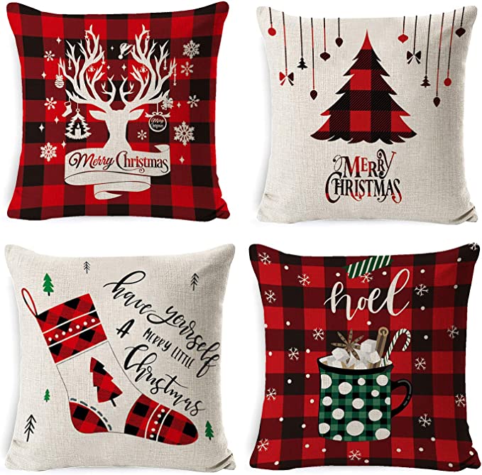 Haundry Christmas Throw Pillow Covers 18x18 inch Christmas Decorations